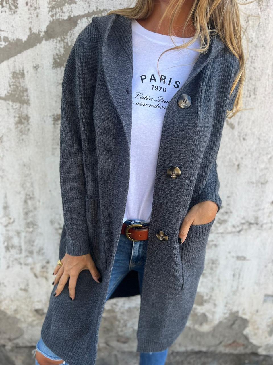 Frida | Élégant cardigan long en maille